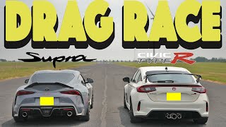 2023 Honda Type R vs 2023 Toyota Supra 6MT almostDrag and Roll Race [upl. by Yajnas745]