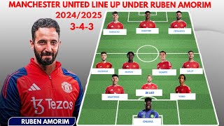 MANCHESTER UNITED  MAN U potential starting lineup ● PREMIER LEAGUE 20242025 UNDER RUBEN AMORIM [upl. by Zeb]