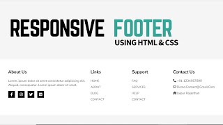 How to Make a Responsive Footer Using HTML amp CSS  Responsive Footer Tutorial in Hindi [upl. by Matthaeus]