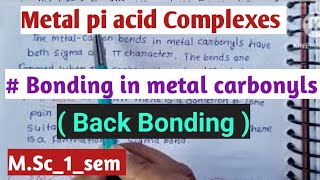 Bonding in metal carbonyls Back Bonding [upl. by Naquin]