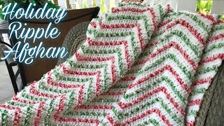 Holiday Ripple Afghan  Crochet Tutorial  Christmas Crochet  LIONBRAND [upl. by Keese]