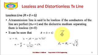 Unit 5 Lecture 10 Lossless and Distortionless Transmission Line [upl. by Dev]