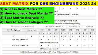 Seat Matrix for DSE Engineering Admission 202324  What to check in Seat Matrix [upl. by Asle861]