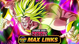 200 LEADER SKILL BUFF LEVEL 10 LINKS 100 INT LSSJ BROLY DBZ Dokkan Battle [upl. by Fogel]