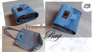 DIY Packable Shopping Bag sewing tutorial Foldable Tote Bag with old jeans Grocery Eco Bag making [upl. by Eutnoj869]