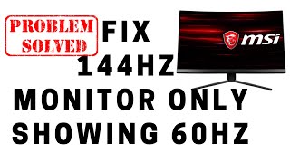 Fix 144hz Monitor Only Showing 60hz [upl. by Ayram348]