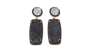 Rarities Black Drusy and Gemstone Vermeil Drop Earrings [upl. by Araec865]