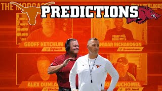 Texas Longhorns football teams vs Arkansas college football game predictions 2021 [upl. by Nimaynib]