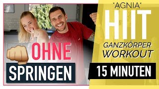 HIIT Workout OHNE Springen – 15 Übungen zum Mitmachen  AGNIA  Muskelaufbau  Fettverbrennung [upl. by Eliak]