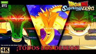 Dragon Ball Sparking Zero  Todos los deseos de Shenron Porunga Y Super Shenron [upl. by Rramahs514]