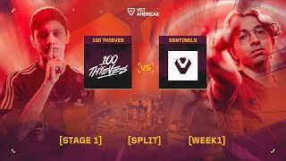 100 Thieves vs Sentinels  VCT Americas Stage 1  W1D2  Map 2 [upl. by Yrdnal]