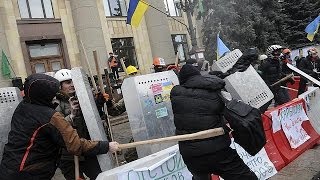 Ukraine Violent clashes in Kharkiv leave dozens injured [upl. by Aldredge]