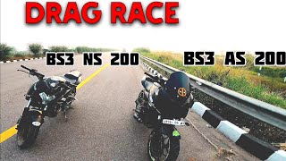 NS 200 BS 3 🔥 VS pulsar AS 200 bs3 Drag Race 💥💥 Top end battle  Shocking Result 💥 [upl. by Dianna]