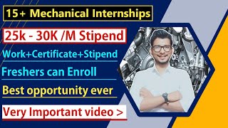 15 paid internships for mechanical engineering students  mechanical internship  summer internship [upl. by Gerard940]