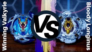 Winning Valkyrie 12Vl vs Bloody Longinus 13Jl  on Real Life Beyblade Stadium [upl. by Roselyn]