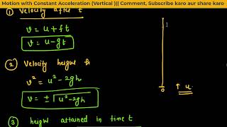 Motion with constant acceleration vertical Case  Dynamics  Bsc Maths [upl. by Arabela490]