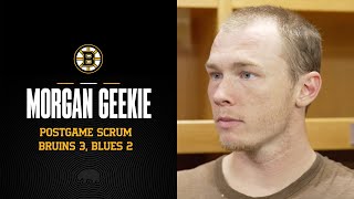 Geekie Reacts After Scoring to Start Bruins Comeback in St Louis [upl. by Pillyhp]