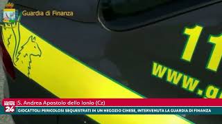 S Andrea Apostolo dello Ionio Giocattoli pericolosi sequestrati in un negozio cinese dalla GdF [upl. by Annabal]