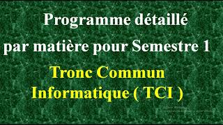 Programme Ingénieur en Informatique  Tronc Commun Informatique TCISemestre 1 SEM 1 [upl. by Poulter]