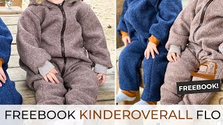 Kinderoverall  Walkanzug nähen ♥ Freebook FLO  Stoffe Hemmers 🍂🍁 [upl. by Ylluz]