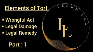 Elements of Tort Legal Damage Legal Remedy and Wrongful Act trending ballb law LearnLab [upl. by Monroy]