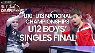 U12 Boys’ Singles Final  Mark Bates Ltd U10U13 National Championships 2024  Table Tennis England [upl. by Nwavahs]