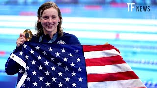 Katie Ledecky wins gold in 1500m freestyle with new Olympic record  TF NEWS [upl. by Dietsche305]