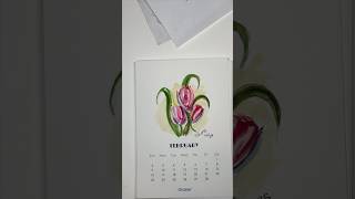 diy watercolor calendar with monthly flowers art easy painting [upl. by Luo]