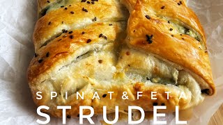 Spinatstrudel Käse Strudel Mozzarella Strudel Vegetarisches Rezept Gebackener Feta [upl. by Konstanze]