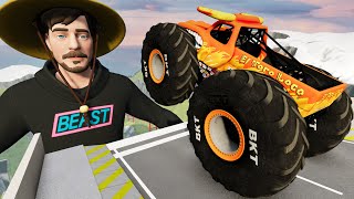 Crashing Monster Trucks Into MrBeast  BeamNG Drive  Griffs Garage [upl. by Ydarg]