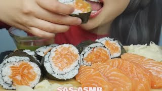 SASASMR  SALMON ROLL  SASHIMI Bites Only [upl. by Ahseinet]