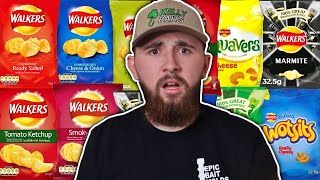 Americans Try EVERY Walkers British Crisps Flavor [upl. by Ocicnarf]