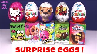 Surprise Eggs Chocolate Kinder Shopkins Keroppi Paw Patrol Emoji Hello Kitty Toys [upl. by Dulciana]