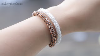 Tubular netted bracelet with only seed beads DIY How to make beaded bracelet [upl. by Assed]