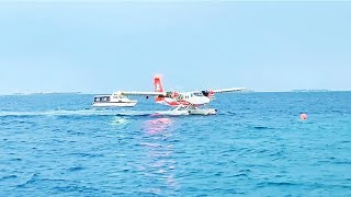 Seaplan Landing Water In Maldives  Rough Water [upl. by Sulokcin]