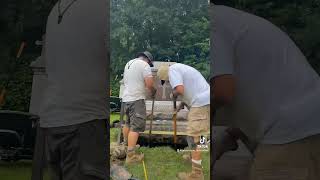 Leveling Smith family stone gravestone restoration timelapse cemetery graveyard gravesite [upl. by Ande]