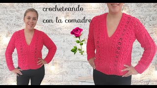 😍⭐suéter tejido a crochet con dos rectángulos fácil y rápido con la comadre [upl. by Hoon]