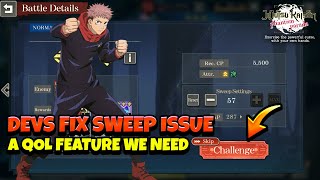 AUTO SWEEP IS BACK DEVS MAKE THE RIGHT MOVE amp A FEATURE WE NEED Jujutsu Kaisen Phantom Parade [upl. by Agathe]