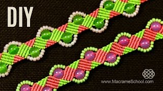 Beaded Zig Zag Wave Bracelet Tutorial by Macrame School [upl. by Arakal]