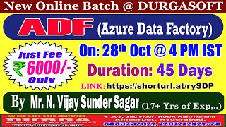 ADF Azure Data Factory Online Training  DURGASOFT [upl. by Morville]