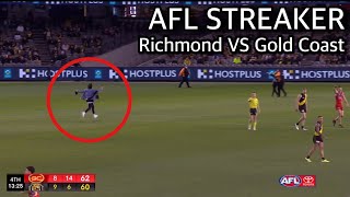 AFL STREAKERS INVADES MARVEL STAIDIUM Richmond VS Gold Coast Round 16 [upl. by Delanos]