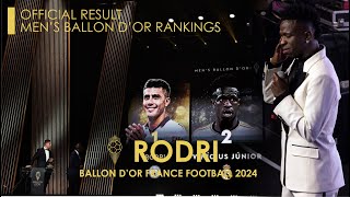 BALLON DOR 2024  OFFICIAL MENS BALLON DOR RANKINGS amp THE WINNER [upl. by Lyle]