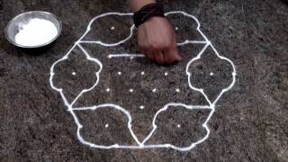 Easy And Simple Rangoli Design  chukki rangoli with 9 dots [upl. by Enined]