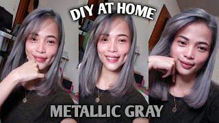 DIY HAIR COLOR AT HOME Metallic Gray Step by step Tutorial August 16 2021 Diyathome DIY [upl. by Belcher493]