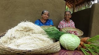 Veg Noodles Recipe ❤ Chilli Garlic Hakka Noodles prepared by Grandma and Mom  Village Life [upl. by Erasme]