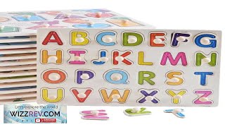 Baby Wooden Grab Board Number Letter Shape Recognition Puzzle Children Early Education Review [upl. by Nivlem]