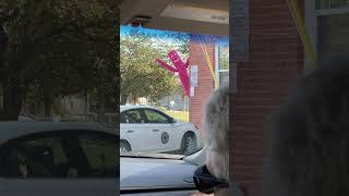 Pink Balloon Inflatable Dancing Man Appears Behind Wall [upl. by Klecka]