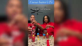 Raysowavyy amp Lyndeja on live trying a chamoy pickle￼ raysowavyy LifeasLyndeja [upl. by Coopersmith]