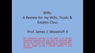 Wills Review Wills Trusts and Estates Class [upl. by Ailiec]