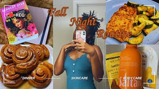 Relaxing Fall Night Routine 🎃  Cooking Dinner Shower amp Skincare Pumpkin Spice Rolls amp More [upl. by Oriane]